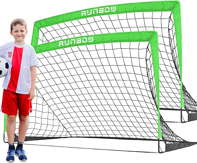 RUNBOW 5x3 ft Portable Kids Soccer Goal for Backyard Practice Soccer Net with Carry Bag