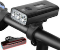 High Lumen Super Bright Bike Lights,5200mAh Runtime 10+ Hours,Rechargeable Bicycle Lights Front and Back for Night Riding,5 Light Modes,Easy to Install Without Tools