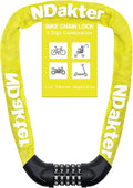 NDakter Bike Chain Lock, 5 Digit Combination Heavy Duty Anti Theft Bicycle Chain Lock,2.62/3.2/4.27/5/6Ft Long Security Resettable Bike Locks for Bike, Bicycle, Scooter, Door, Gate, Fence-4/6mm Thick