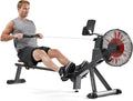 Sunny Health & Fitness Premium Smart Air & Magnetic Resistance Rowing Machine, Foldable Long Silding Rail Exercise Rower for Home Training, Free SunnyFit App Connection