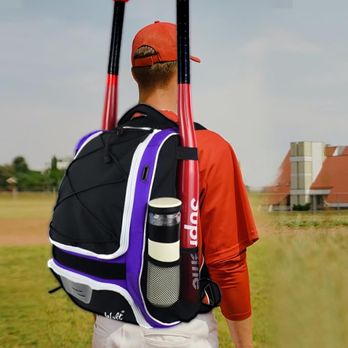 WOLT Youth Baseball Bag - Bat Backpack for Baseball, T-Ball & Softball Equipment & Gear, Bat & Glove Holder, Large Main Compartment for Helmet & accessories, Separate Shoes Compartment, Fence Hook