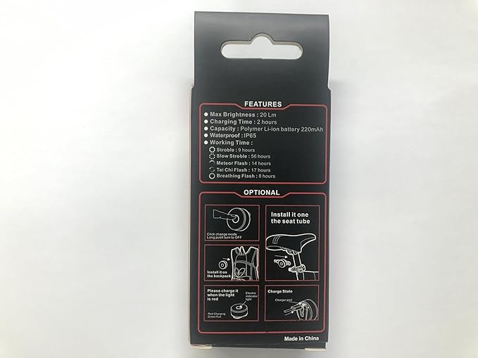 USB Rechargeable LED Bike Tail Light – Daffodil LEC500 - Bright Cycling Safety Flashlight, 5 Lighting Modes, Waterproof Bicycle Light