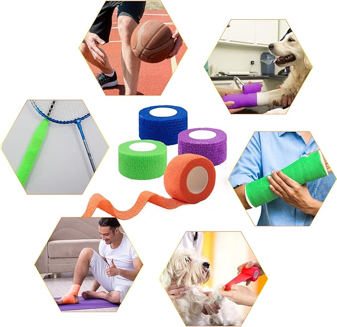 BQTQ 144 Rolls Self Adhesive Bandage Wrap 1 Inch Colorful Self Adherent Wrap Tape Sticky Bandage Athletic Wrap Self Adhesive Wrap for Sports Vet Wrist Ankle Sprains