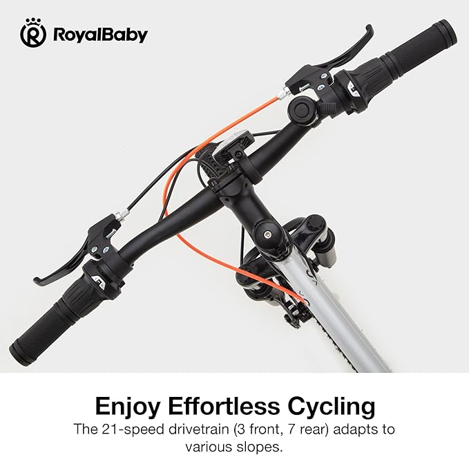 RoyalBaby Kids Mountain Bike for Boys and Girls, Ultra-Light Aluminum 20-24 Inch Wheel Bicycle for 6-14 Years Old Children, 7/21-Speeds Drivetrain