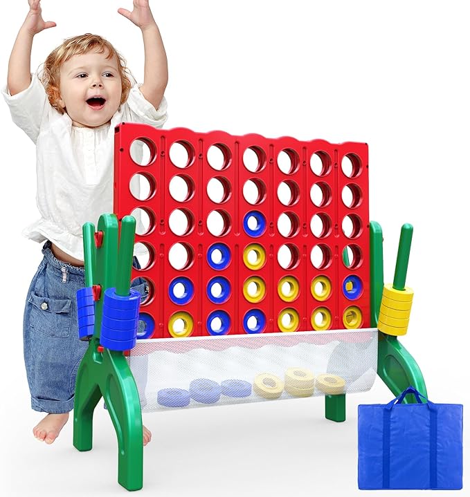 Aywewii 1.9 Feet Giant 4-to-Score Connect Game Set for Kids and Adults 4-in-A-Row Jumbo Yard Game Large Outdoor Toys Big Family Games Birthday Gifts for Toddler Boys Girls Ages 3+ Year Old
