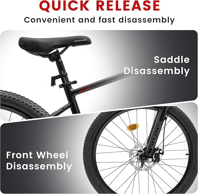20 24 26 Inch Mountain Bike, 20 inch 7 Speeds Steel Kids Fat Tire Mountain Bike, 24 26 inch Aluminum Frame Boys Bike, Front Suspension Dual Disc Brake Teens Sport Bikes for Kids Boys Girls