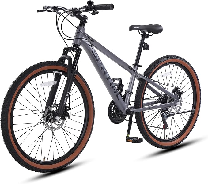 SPATIAL Mountain Bike, 24/26/27.5/29 inch Outdoor Cycling Bike,21/8 Speed Lightweight Aluminum Frame | Dual Disc Brakes,Adjustable Ergonomic Seat for Men Women Adult,MTB Bicycle