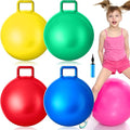Lewtemi 4 Pcs 22 Inch Hopper Ball Carnival Outdoor Games Jumping Hopping Inflatable Bouncing Ball with Handle and Air Pump for Kids Adult Sport Exercise