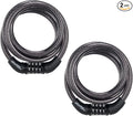 Master Lock Black Set Preset Combination Bike Lock, Metal Cable Lock has a Weather Resistant Vinyl Coating for Outdoor Equipment, Bicycles, 4 Feet Long, Pack of 2, 8143T