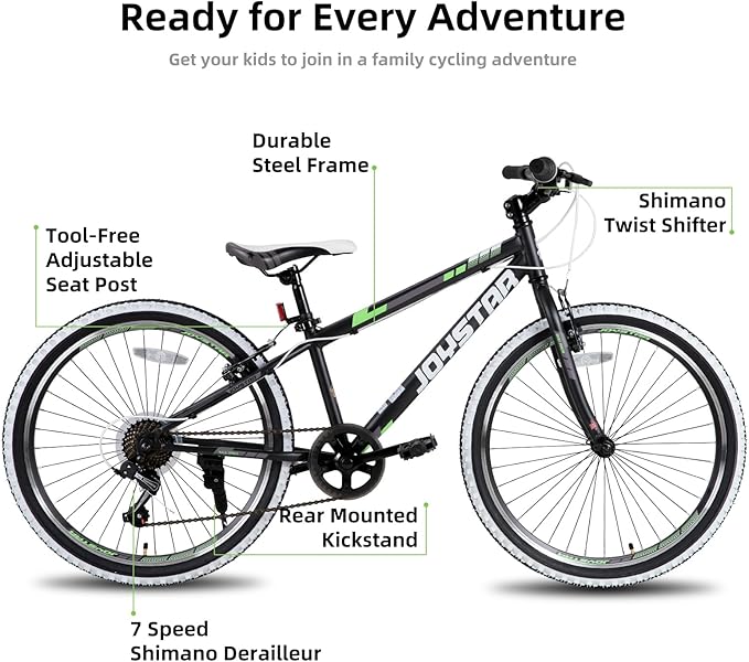 JOYSTAR Lubbock 20 24 Inch Kids Bike for Boys & Girls Ages 7-12 Years Hardtail Mountain Bike for Kids with 1-Speed/7-Speed Drivetrain, White Wall Knobby Tires, Kids' Bicycle