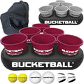 BucketBall | Team Color Edition | Party Pack (Maroon/Silver): Original Yard Pong Game: Best Camping, Beach, Lawn, Outdoor, Family, Adult, Tailgate, Jumbo, Giant Game