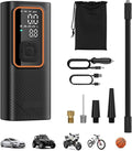 Cordless Tire Inflator Portable Air Compressor, 150 PSI Air Pump with Rechargeable Battery, Tire Pressure Gauge, 12V Car Power Adapter, Smart Air Pump for Car, Motorcycle, Bike, Ball