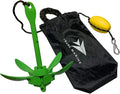 ISURE MARINE Kayak Anchor Kits Portable Folding Grapnel Anchor Buoy Kit Canoe Kayak Raft Boat Sailboat Fishing 3.5 lbs Marine Rope for Small Boats, Kayaks Jet Ski (Red or Green)