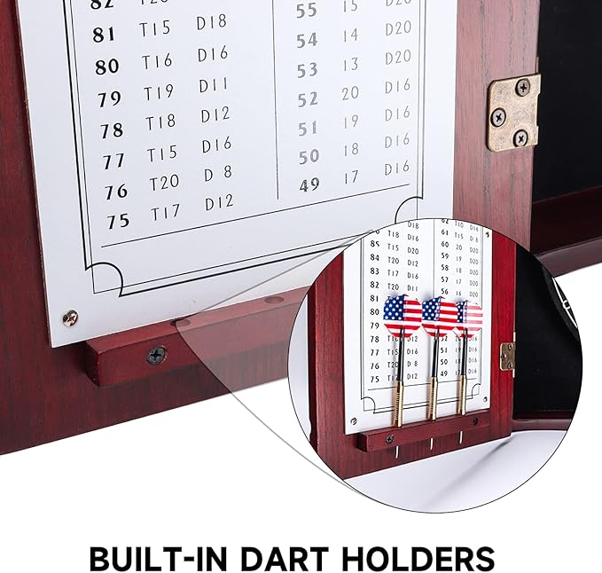 GSE Games & Sports Expert Professional Solid Wood Classic Official Size Dartboard Cabinet with Dart Scoreboard for Game Room. Dartboard & Darts Not Included