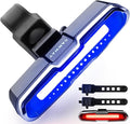Canway Bicycle Rear Light Red/Blue, Bike Tail Light Rechargeable 168 Lumens Bike Tail Light Battery USB C 500mah Turn Signals 5 Modes Waterproof Safety for Road Mountain Night Riding