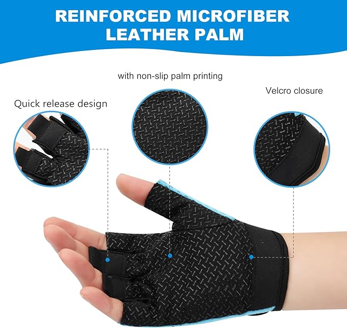 Workout Gloves, Black Gloves for Men Women, Breathable Half-Finger Fitness Exercise Gloves, Anti-Callus Glove