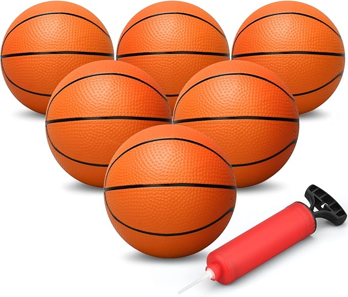 Dilabnba 6'' Mini Orange Basketballs for Basketball Hoop Over The Door, Kids Replacement Bouncy Beach Balls for Pool Indoor Outdoor, Basketballs Sport Game Gift for Boy Girl (6 PCS)