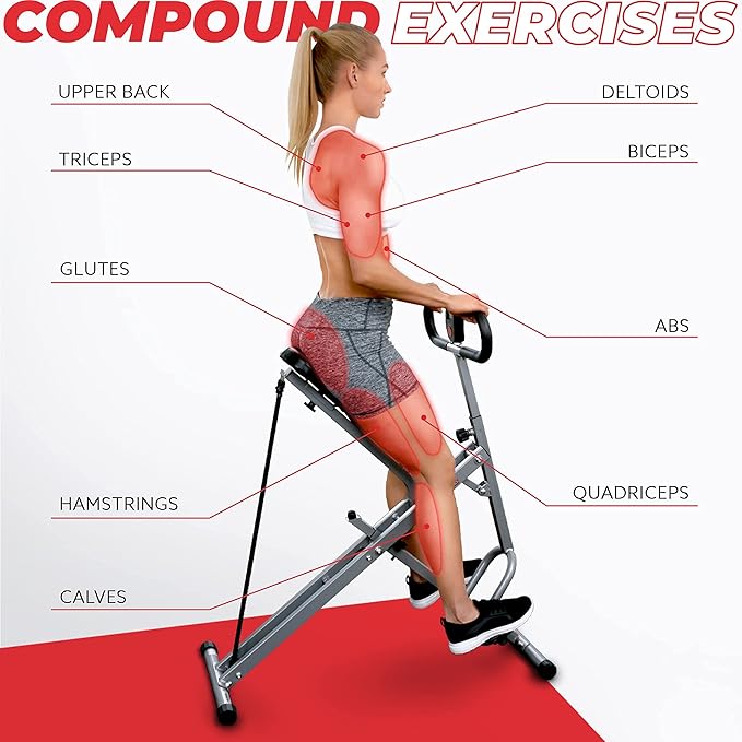 Sunny Health & Fitness Row-N-Ride Squat Machines for Home Glutes and Abs The Assist Trainer Workout Exercise Gym Butt Builder Equipment