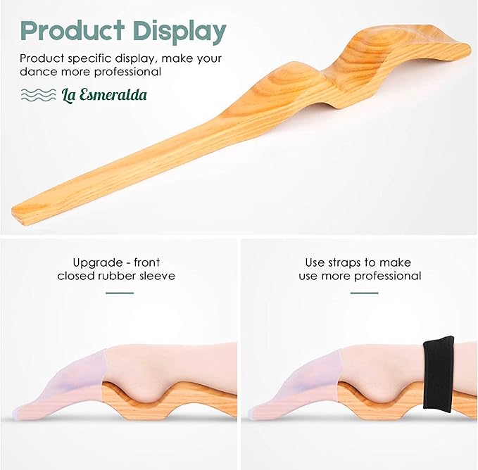 La Esmeralda Ballet Professional Wooden Pine Foot Stretchers Set for Dancers, Elastic Stretch Band, Two Pads, Leg Strap, Carry Bag and Gift Box.