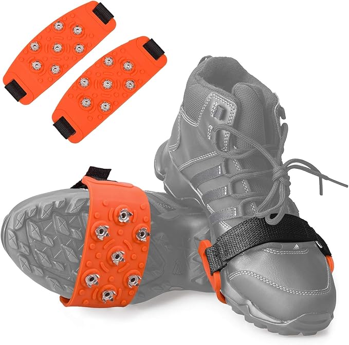 Crampon Traction Cleats Anti-Skid Traction Grips Crampons Spikes 7 Point Cleats for Footwear for Walking, Jogging, Hiking, Mountaineering Ice Snow Grips
