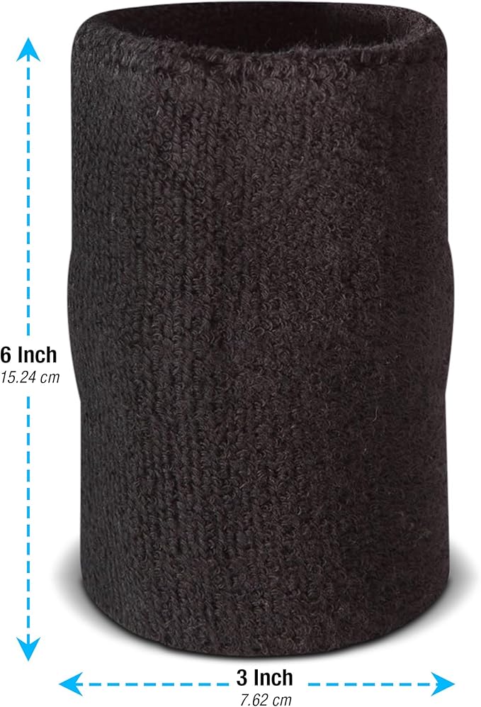 Suddora 6" Doublewide Wrist Bands/Armbands (Pair) - Thick Sweatbands for Basketball, Tennis, Baseball, Gym