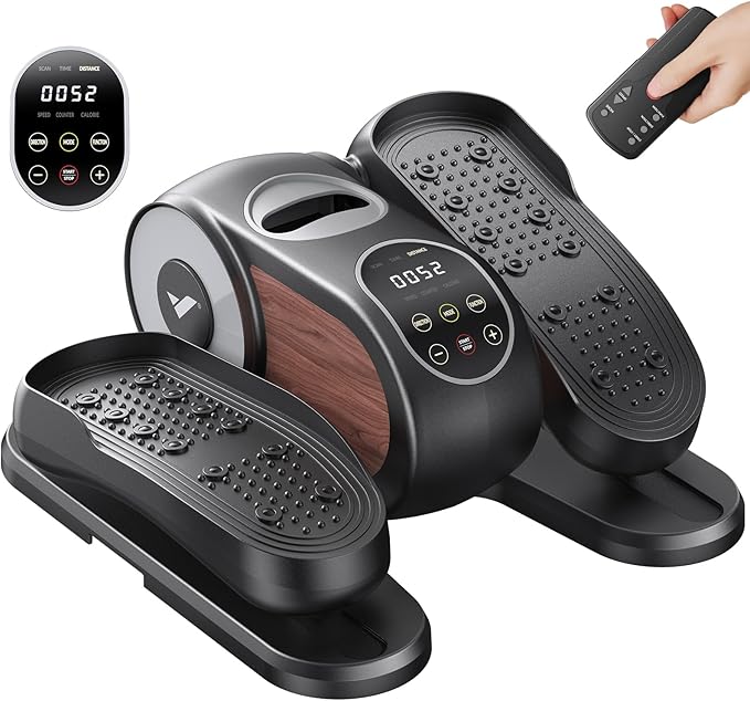MERACH Under Desk Elliptical Machine, Ellipse Leg Exerciser as Seen on TV for Seniors with Remote Control & 12-Speeds, Quiet Portable Electric Seated Pedal Exerciser Machine for Home Office