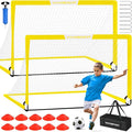 Soccer Goal, 2 of 6'x4' Kids Soccer Goals for Backyard Set, Portable Pop Up Soccer Net, Practice Soccer Training Equipment with Ball, Cones for Toddler,Youth Sports Outdoor Games Yard Play