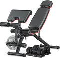XDDIAS Workout Bench, Adjustable Weight Bench with Leg Extension and Leg Curl, Extended Headrest, 900LBS Preacher Curl Bench Incline Decline Flat Workout Bench for Home Gym Full Body Exercise