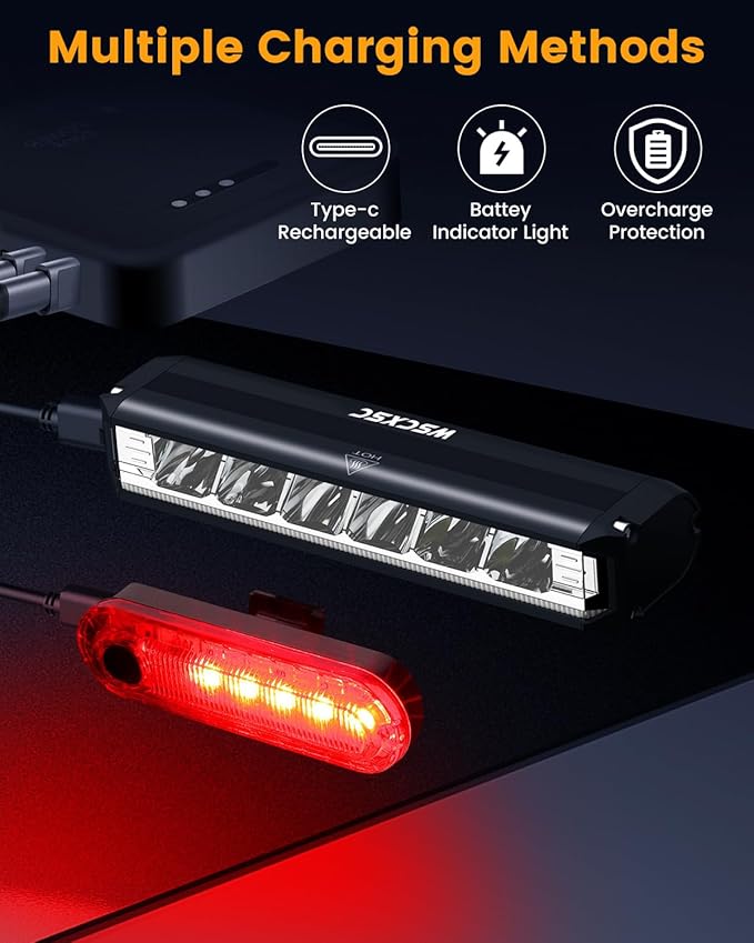 Best Bright Bike Light for Night Riding, USB-C Rechargeable Bicycle Light, Bicycle Headlight Set, Daytime Running Light, Waterproof Bike Headlight Taillight for Adult Kid Mountain MTB Off-Road Cycling