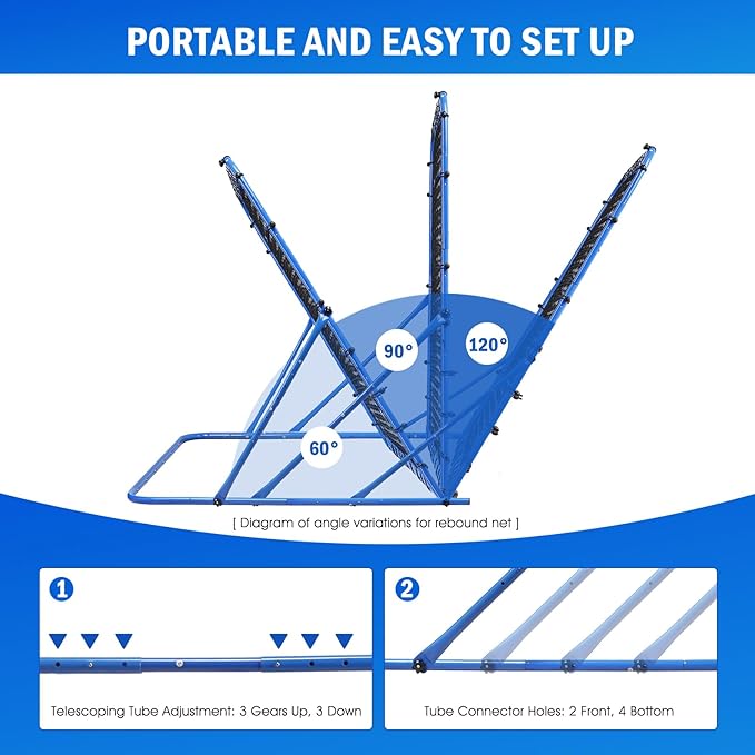 Soccer Rebounder Net, Quick-Switch Angle Soccer Training for Control, Passing Practice, Easy Setup Rebounder Gifts Aids & Equipment for Kids,Teens & Adults