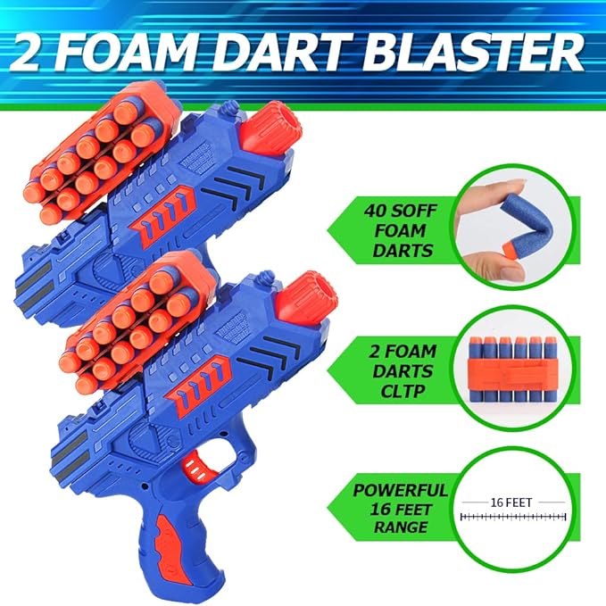 BAODLON Digital Shooting Targets with Foam Dart Toy Gun, Electronic Scoring Auto Reset 4 Targets, Shooting Game Toys Gifts for Age of 5, 6, 7, 8, 9, 10+ Years Old Kids, Boys, Compatible with 2 Toy Gun