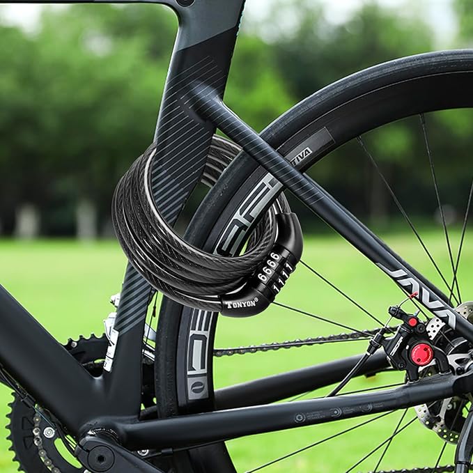 Bike Lock Cable, Bike Accessories Bicycle Lock, Bike Locks Heavy Duty Anti Theft, Combination Cable Lock for Outdoor Equipment, Black (2 Pcs, 3Ft, Preset Combo)