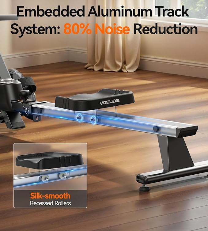 YOSUDA Magnetic/Water Rowing Machine for Home - Rower Machine Use with Bluetooth, App Supported, Rowing Machine for Taller Power Athletes, Comfortable Seat Cushion