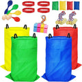 32 Pcs Outdoor Games Potato Sack Race Bags for Kids Adults, Bean Bag Toss Game, 3 Legged Race Bands, Egg Spoon Relay Race Game, Carnival Outside Yard Lawn Games for Easter Christmas Birthday Party
