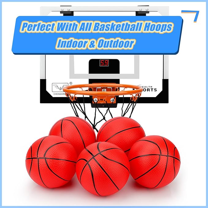 6 Inch Mini Basketballs for Toddlers Kids Teenagers, 6 Pack 6" Basketball Set with Pump Durable PVC Basketballs for Mini Over Door Hoop Pool Beach Balls for Swimming Pool, Indoor, Outdoor