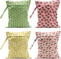 4 Pack Cute Fruit Wet Bag Waterproof Washable Reusable Wet Dry Bag for Swimsuit Dirty Clothes Cloth Diaper Travel Beach Pool Yoga Gym Toiletries Travel Beach Essentials Watermelon Cherry