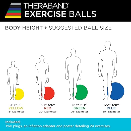 THERABAND Pro Series Exercise Ball, 26" Green Stability Trainer for 5'7"–6'1" Users, Anti-Burst Yoga & Pilates Ball, Balance & Core Trainer, For Athletes Fitness at Gym & Home