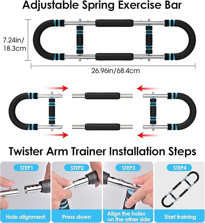 Twister Arm Trainer for Men, Adjustable 50-130Lbs Chest Workout Equipment, Arm Trainer, Twister Arm Trainer Portable Shoulder Strength Exerciser Machine for Fitness People