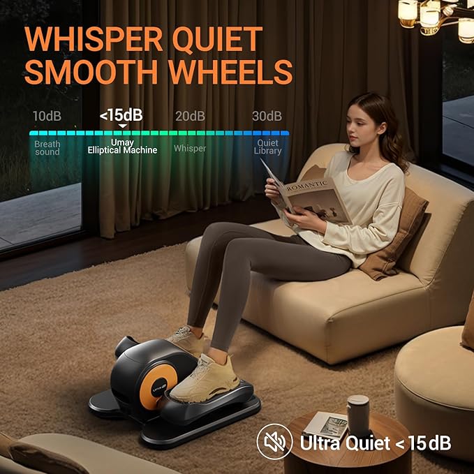 Under Desk Elliptical Machine, Ellipse Leg Exerciser for Seniors, Quiet & Portable Electric Seated Eclipse Exercise Training Machine with Remote, 12 Speeds & Mute Function, Manual & Auto Mode