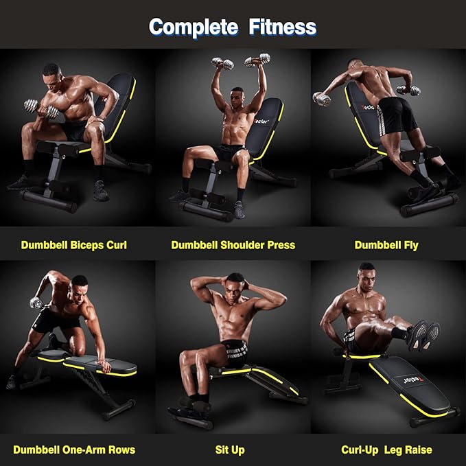 Adjustable Weight Bench, Foldable Workout Benches for Home Gym, 10 Backrest Position Exercise Bench for Strength Training, Upgraded Thickened Steel Support Max Capacity 700LBs