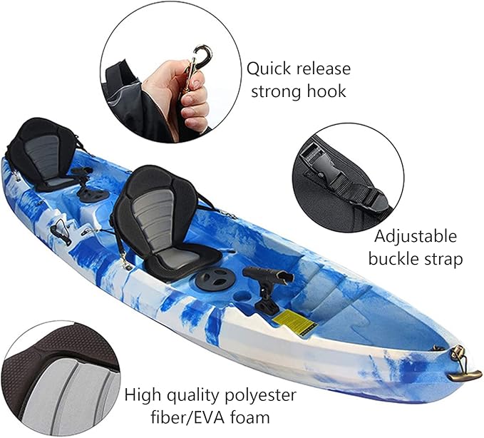 Kayak Seat Padded Inside Kayak for Seat with Back for Sit on, Inflatable Stand Up Paddle Board, Fishing Boat Detachable for