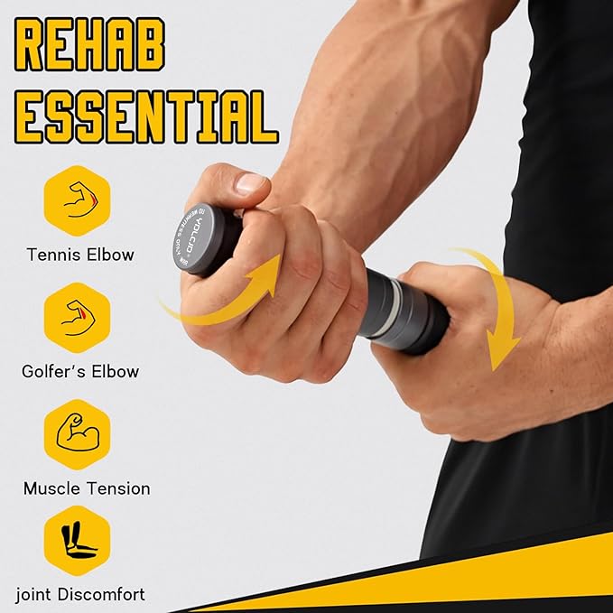 grip strength trainer, Adjustable Metal Design with Silicone Handle, Forearm strengthener Tool for Physical Therapy, Recovery（Black knob）