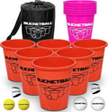 BucketBall | Team Color Edition | Combo Pack (Orange/Pink): Original Yard Pong Game: Best Camping, Beach, Lawn, Outdoor, Family, Adult, Tailgate, Jumbo, Giant Game