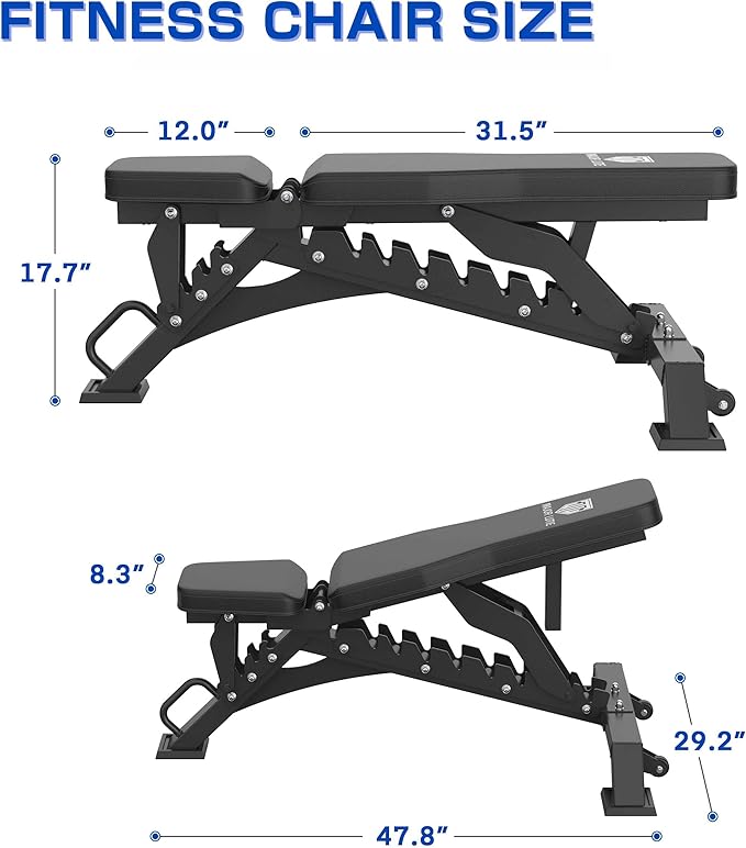 MAJOR FITNESS Weight Bench - 1300LBS Weight Capacity and 36 Adjustable Positions Strength Training Bench for Garage and Home Gym Workouts