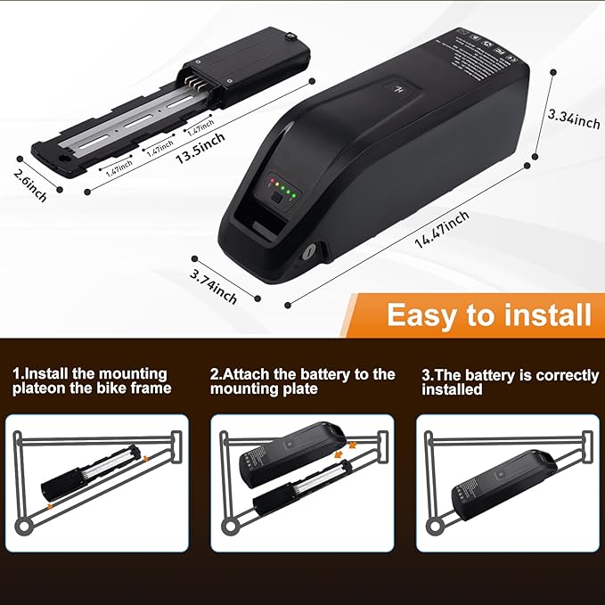 UAZ 36V 48V 52V Ebike Battery 4 Pin 10Ah 15Ah 20Ah Electric Bike Battery with 40A BMS Safe Lock, Led Indicator Light, for 200-1500W Motor Tricycle, Mountain Bicycle Batteries (36V10AH-4PIN)