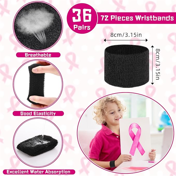 Lounsweer 72 Pcs Bulk Sports Wristbands - Sweatbands for Kids, Gifts, Party Favors, Athletics, and Fans