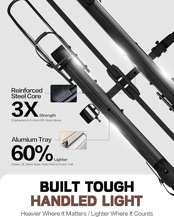 Hitch 2-Bike Rack, 200 lbs Capacity E-Bike Carrier Platform Mount, Up to 5’’ Fat Tire Bicyclefor 2’’ Receiver Cars Trucks SUVs Minivans RV, Trailer (Mate)