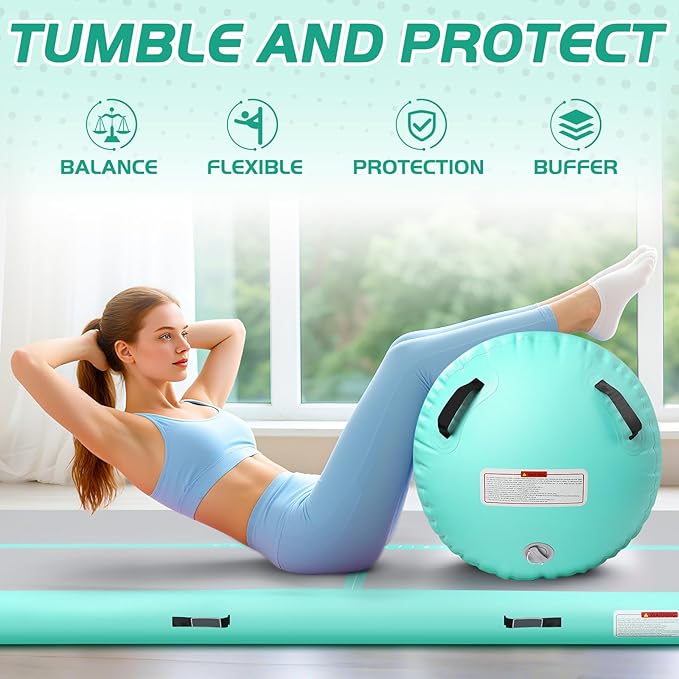 Inflatable Gymnastics Air Roller Set, Tumble Rolling Air Roller Gymnastics Barrel with Electric Pump for Kids Adults Home Outdoor Gymnastic Training Cheerleading Yoga