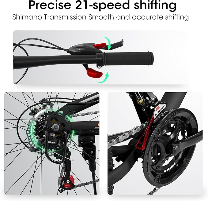 24/26/27.5 Inch Mountain Bike, Dual Full Suspension 21 Speed Womens Mens Mountain Bikes, Commuter Bike with Carbon Steel Frame and Dual Disc Brakes