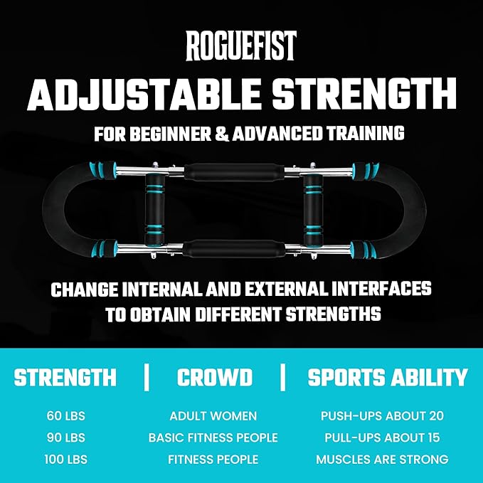 Arm Twister Trainer, Adjustable 3 Resistance Levels (60–100 lbs) with 1 Pair of Silicone Gym Grips Pads, Home Gym Fitness Equipment Chest, Arms, Shoulders & Forearms Portable Exerciser